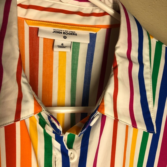 CHRISTOPHER JOHN ROGERS RAINBOW STRIPES DRESS SZ 6 - Picture 5 of 6
